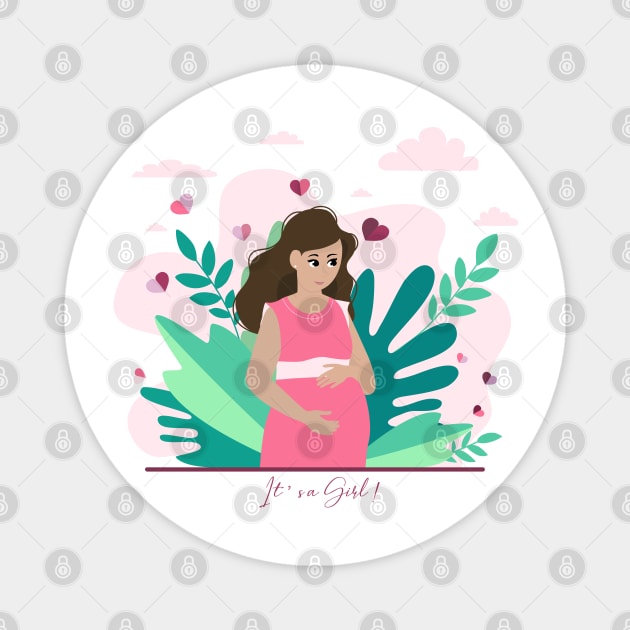 it's a girl! Pregnancy announcement illustration Magnet by Arch4Design